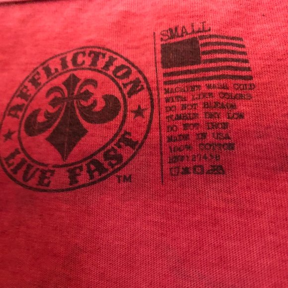 AFFLICTION RED V NECK T SHIRT - Picture 5 of 5